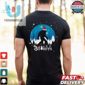 Funny Christmas Xmas Bigfoot Believe Sasquatch In Moon Light T Shirt Recovered fashionwaveus 1 2