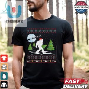 Funny Bigfoot Xmas Gift Santa Hat Ugly Bigfoot Christmas T Shirt Recovered fashionwaveus 1 1