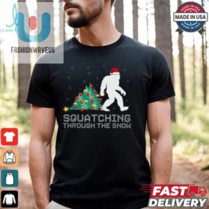 Squatching Through The Snow Bigfoot Christmas Sasquatch T Shirt Recovered fashionwaveus 1 1