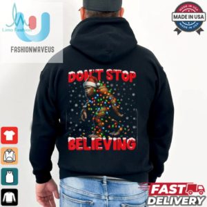 Christmas Bigfoot Dont Stop Believing Santa Hat Lights Tees T Shirt Recovered fashionwaveus 1 3