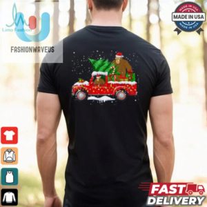 Santa Bigfoot Riding Red Truck Xmas Tree Merry Christmas T Shirt Recovered fashionwaveus 1 2