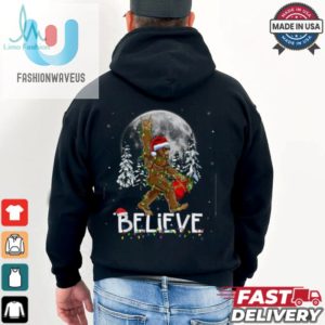 Santa Bigfoot Christmas Lights Funny Sasquatch Believe Xmas T Shirt Recovered fashionwaveus 1 3