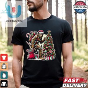 Funny Bigfoot Santa Christmas Tree Xmas Sasquatch T Shirt Recovered fashionwaveus 1 1