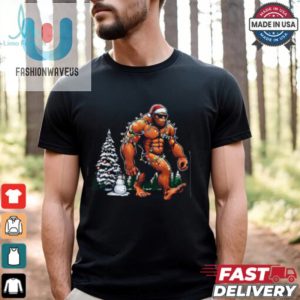 Santa Bigfoot Christmas Tree Lights Funny Sasquatch Believe T Shirt Recovered fashionwaveus 1 1