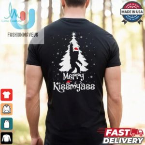 Merry Kissmyass Funny Bigfoot Yeti Sasquatch Christmas Tree T Shirt Recovered fashionwaveus 1 2