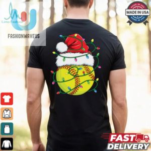 Funny Christmas Softball Santa Hat Womens Girls Xmas Lights Softball T Shirt Recovered fashionwaveus 1 2