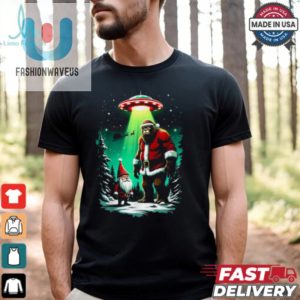 Bigfoot Santa Funny Christmas Ufo Believe Gnomes Design T Shirt Recovered fashionwaveus 1 1