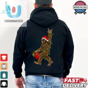 Santa Bigfoot Christmas Lights Rock Funny Sasquatch Believe T Shirt Recovered fashionwaveus 1 3