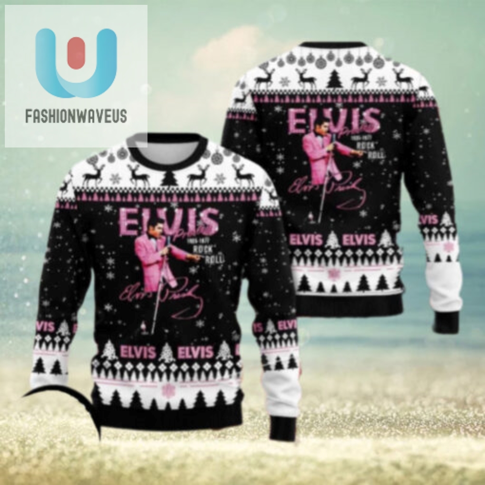 Elvis Presley 1935 1977 Rock N Roll Chirstmas Gifts 2024 Xmas For Family And Friends Ugly Sweater 