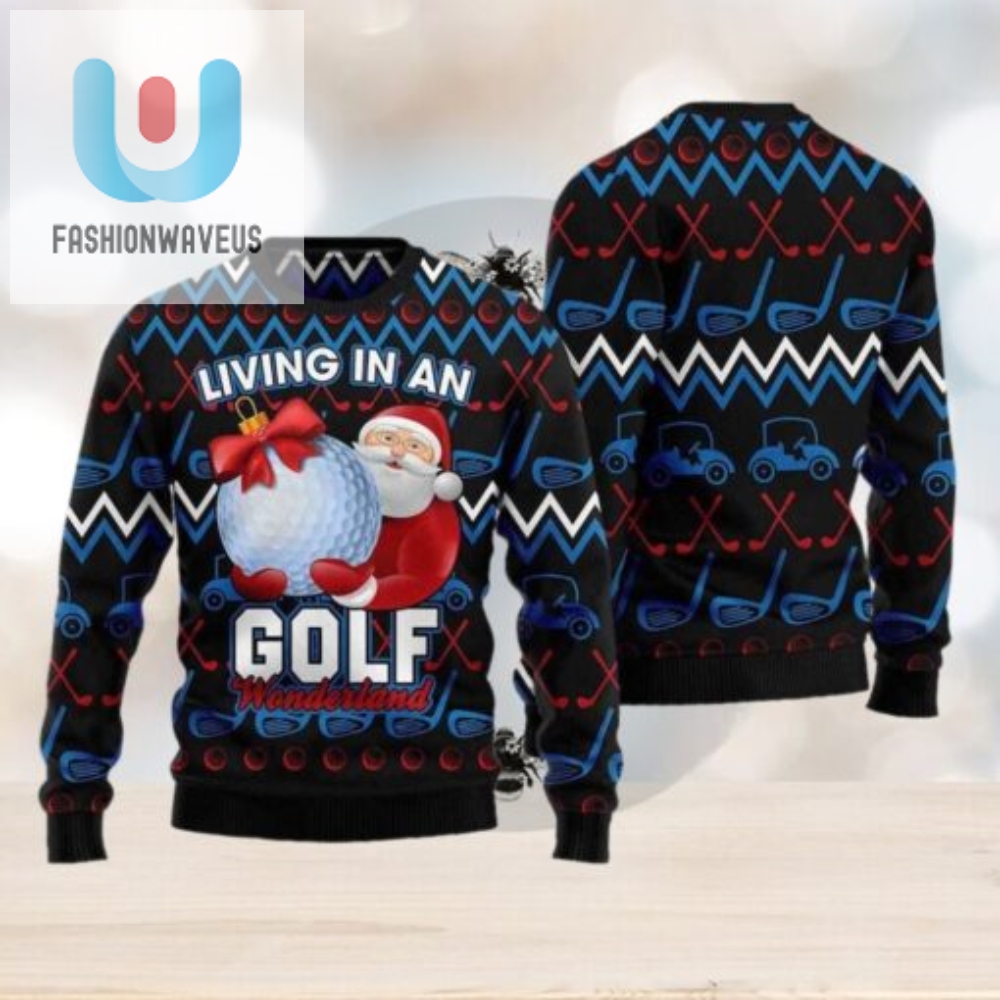 Santa Clause Golf Wonderland Ugly Christmas Sweater 