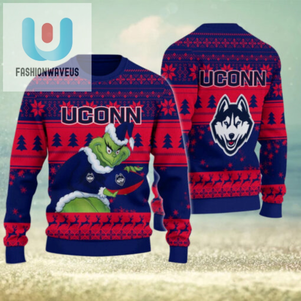 Uconn Huskies Grinch Ugly Christmas Sweater 