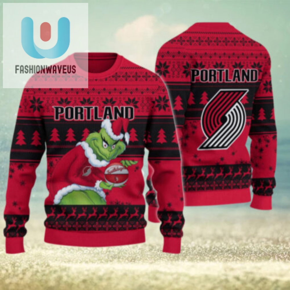 Portland Trail Blazers Grinch Christmas Ugly Sweater 