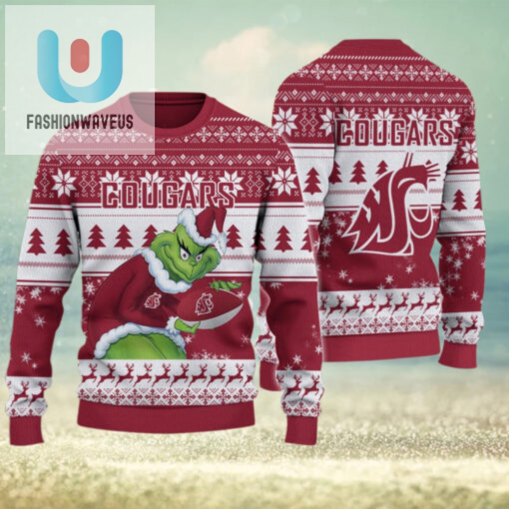 Washington State Cougars Grinch Ugly Christmas Sweater 