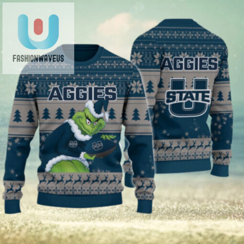 Utah State Aggies Grinch Ugly Christmas Sweater 