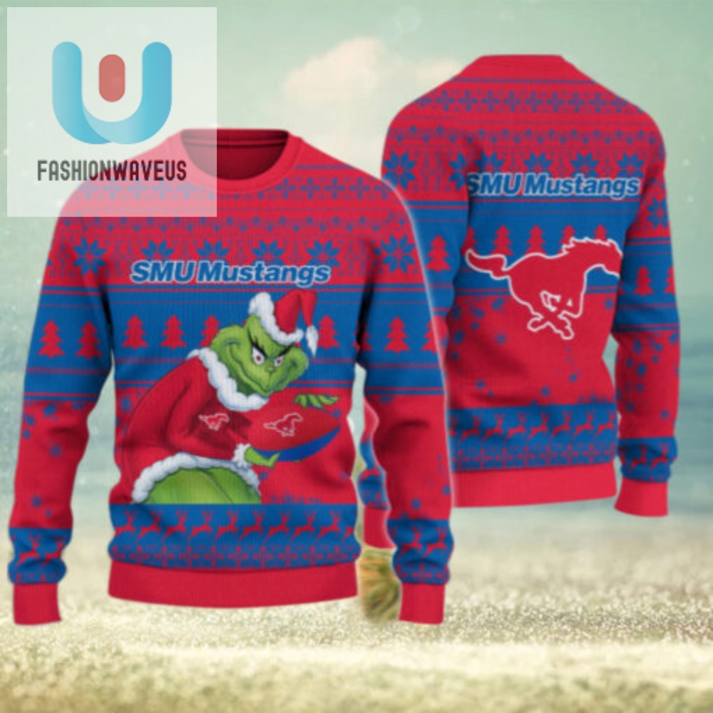 Smu Mustangs Grinch Ugly Christmas Sweater 