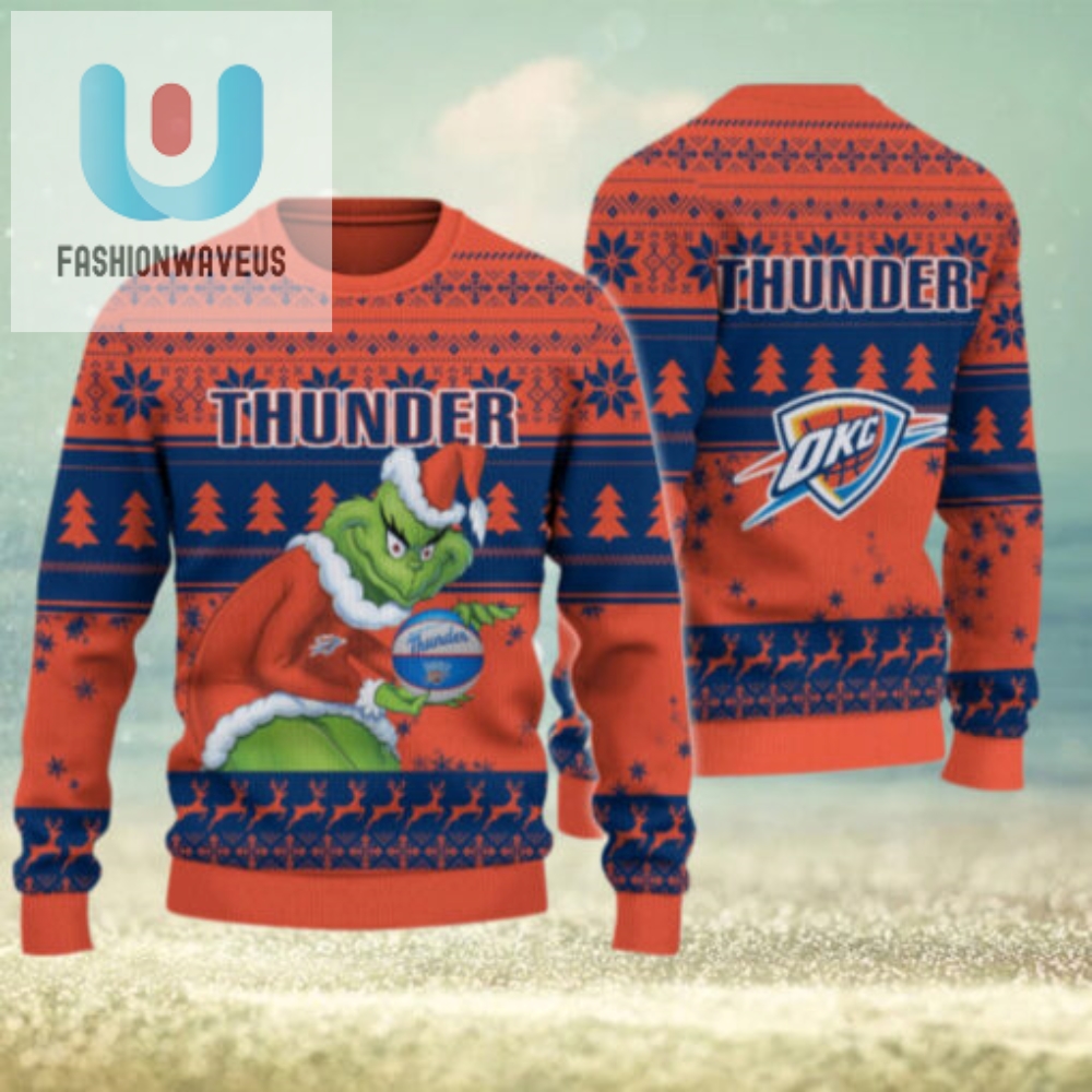 Oklahoma City Thunder Grinch Christmas Ugly Sweater 