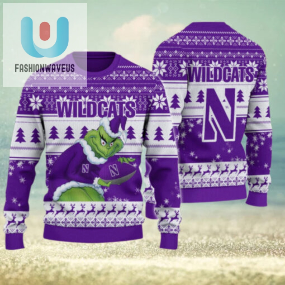 Northwestern Wildcats Grinch Ugly Christmas Sweater 