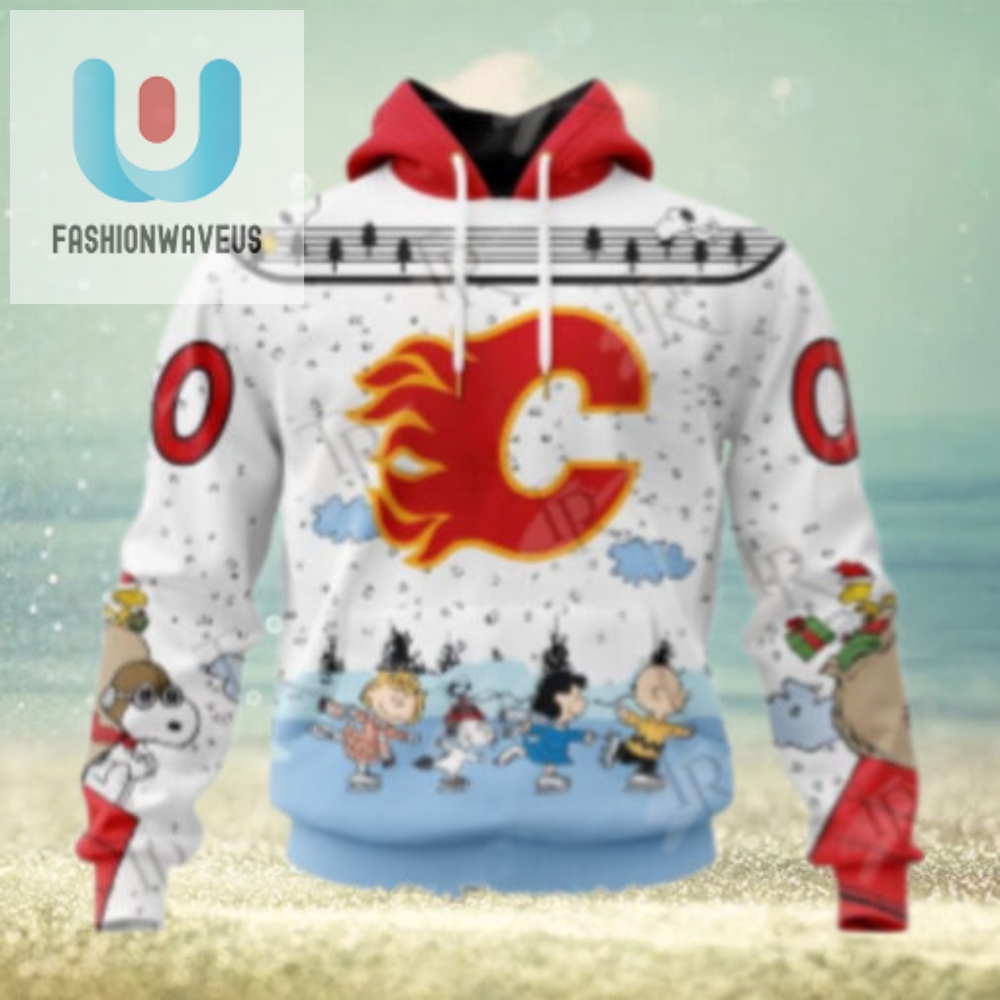 Nhl Calgary Flames Special Peanuts Ice Skating Design Hoodie 