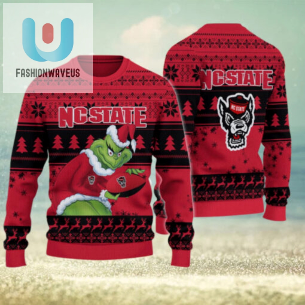 Nc State Wolfpack Grinch Ugly Christmas Sweater 