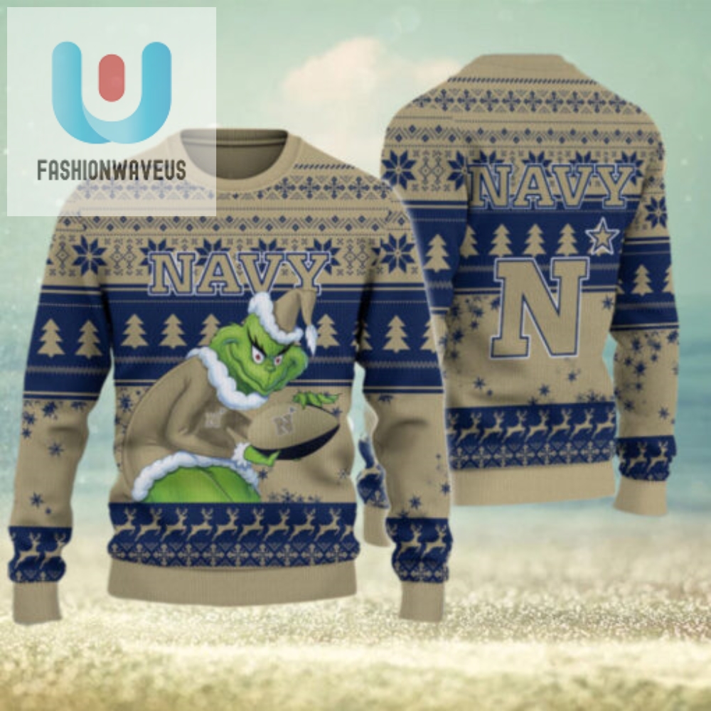 Navy Midshipmen Grinch Ugly Christmas Sweater 