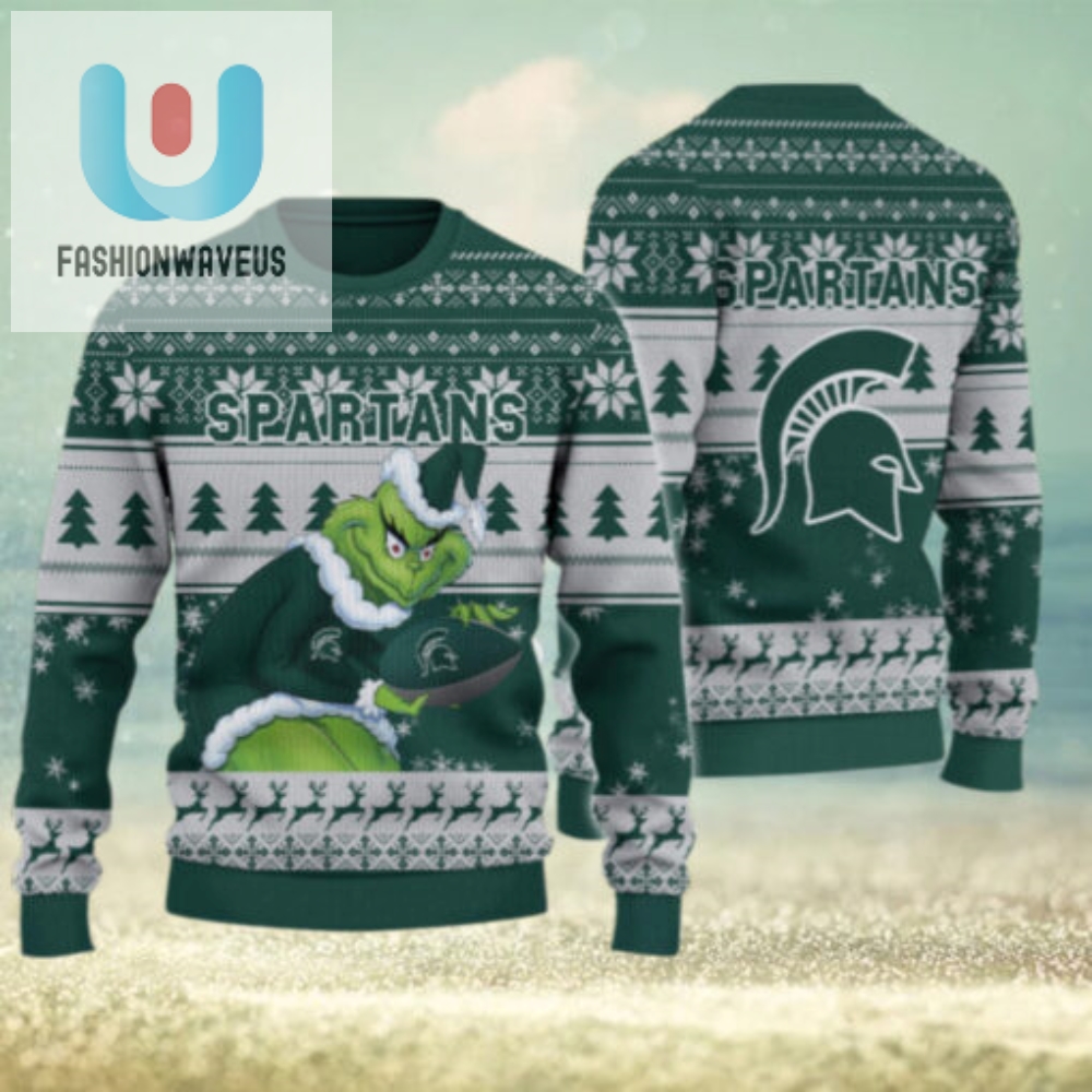 Michigan State Spartans Grinch Ugly Christmas Sweater 