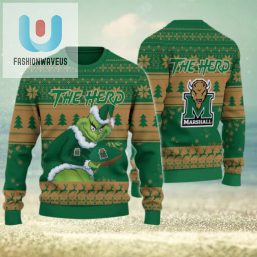 Marshall Thundering Herd Grinch Ugly Christmas Sweater 