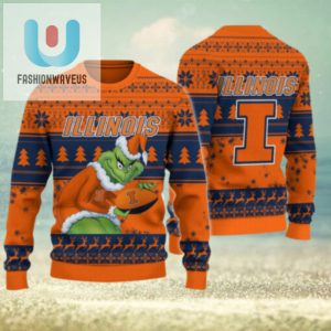 Illinois Fighting Illini Grinch Ugly Christmas Sweater fashionwaveus 1 1