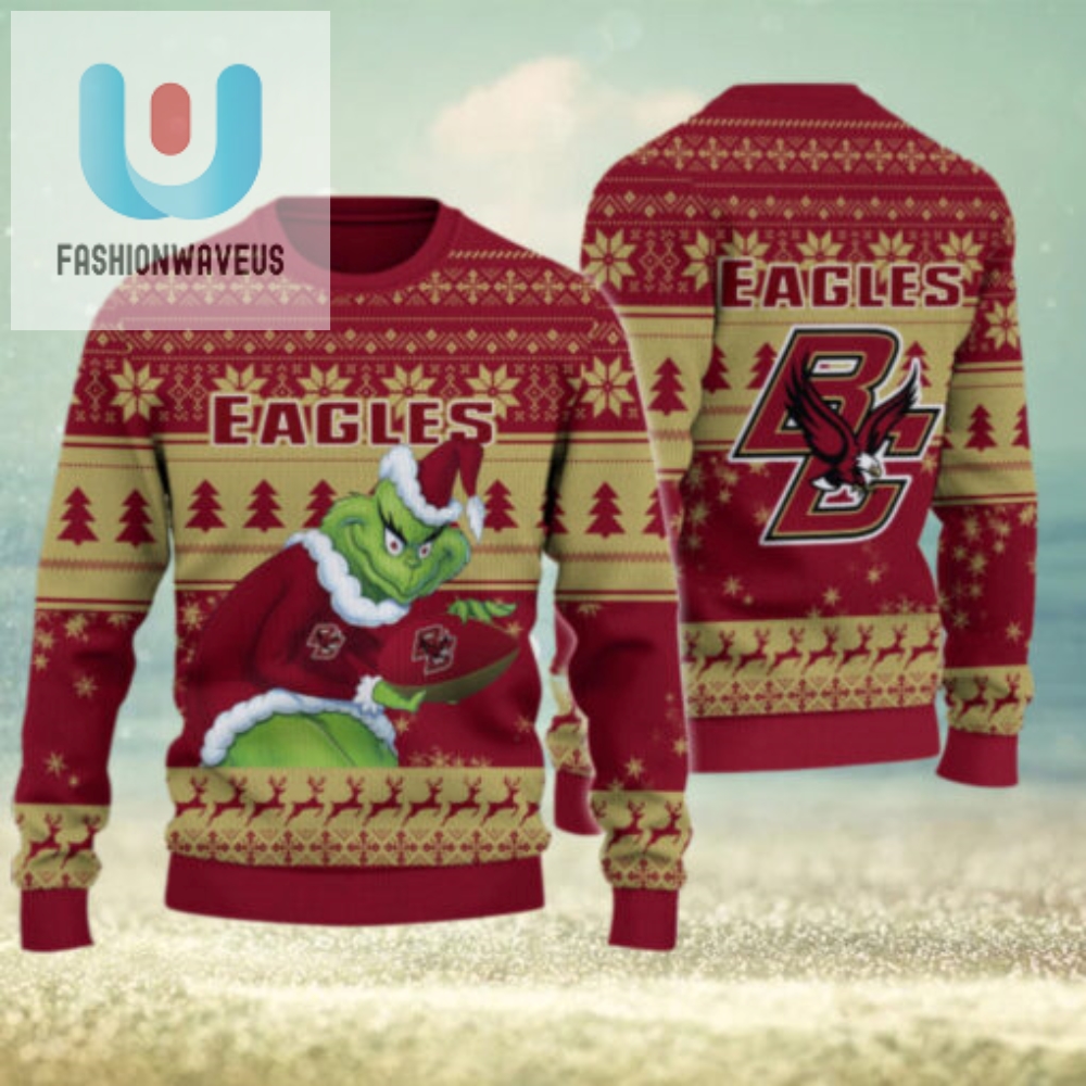 Boston College Eagles Grinch Ugly Christmas Sweater 