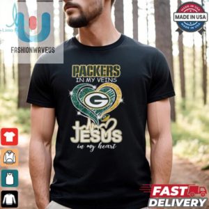 Green Bay Packers In My Veins Jesus In My Heart 2024 Shirt fashionwaveus 1 3