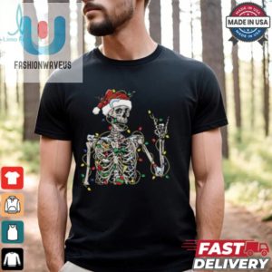 Christmas Skeleton Shirt Skeleton Santa Hat T Shirt fashionwaveus 1 3