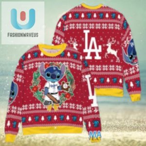 Stitch Dodgers Christmas Ugly Sweater Red And Yellow fashionwaveus 1 1