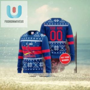 St. Louis Cardinals Blue Christmas Sweater With Customizable Name Number fashionwaveus 1 1