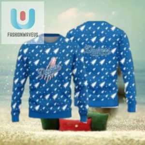 Snowy Trees Dodgers Logo Christmas Ugly Sweater fashionwaveus 1 1