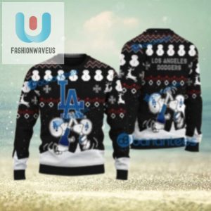 Snoopy High Five Dodgers Black Ugly Christmas Sweater fashionwaveus 1 1