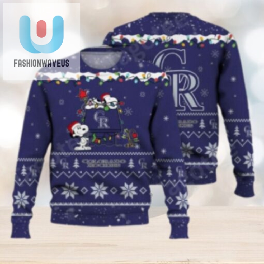 Snoopy Decorating Tree Colorado Rockies Ugly Christmas Sweater fashionwaveus 1