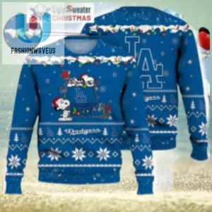 Snoopy And La Dodgers Ugly Christmas Sweater With Holiday Lights fashionwaveus 1 1