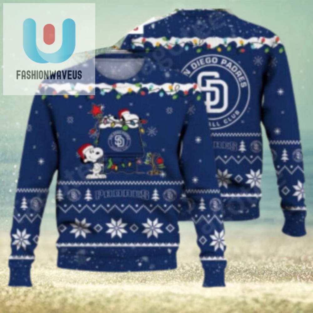 San Diego Padres Ugly Sweater With Cute Snoopy And Christmas Lights 