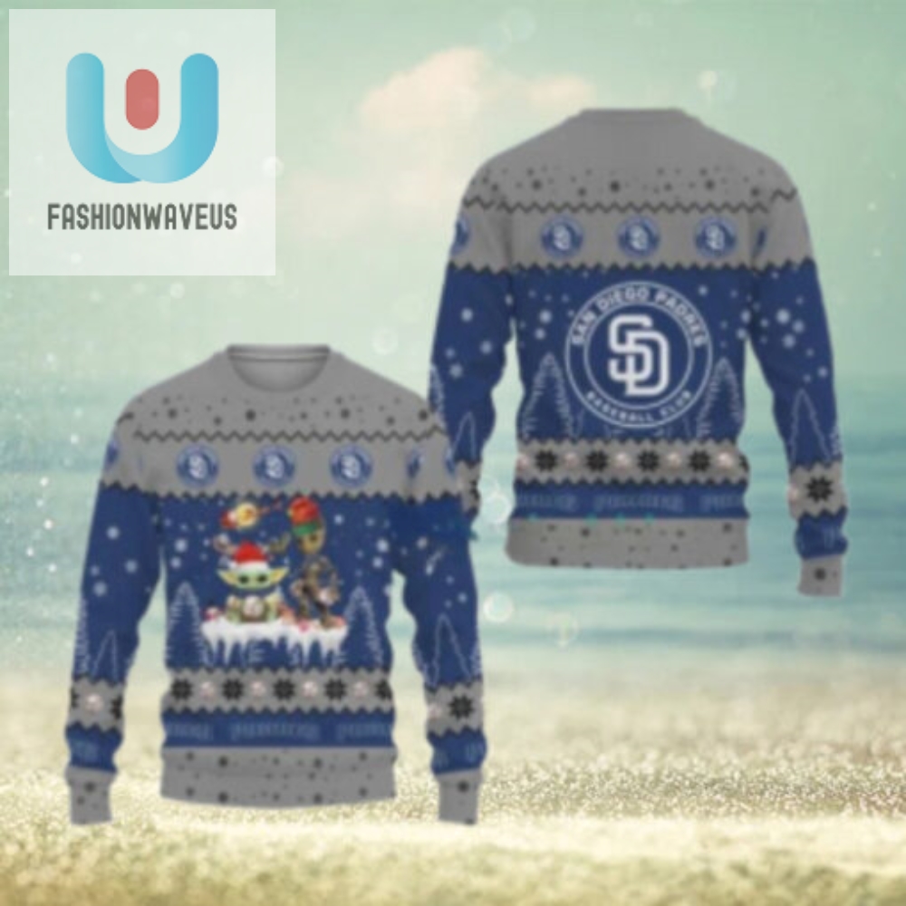 San Diego Padres Ugly Sweater Baby Yoda And Groot Holiday Theme 