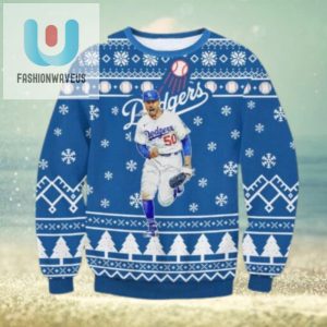 Mookie Betts Running Dodgers Snowflake Christmas Sweater fashionwaveus 1 1