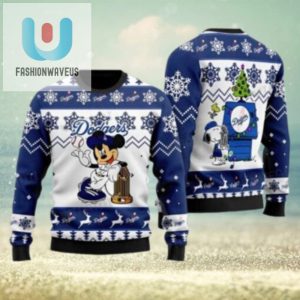 Minnie Mouse Dodgers Ugly Christmas Sweater With Trophy Design fashionwaveus 1 1