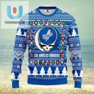 Los Angeles Dodgers Skeleton Logo Festive Ugly Sweater fashionwaveus 1 1