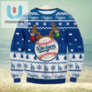 Los Angeles Dodgers Reindeer Baseball Ornament Ugly Sweater fashionwaveus 1 1