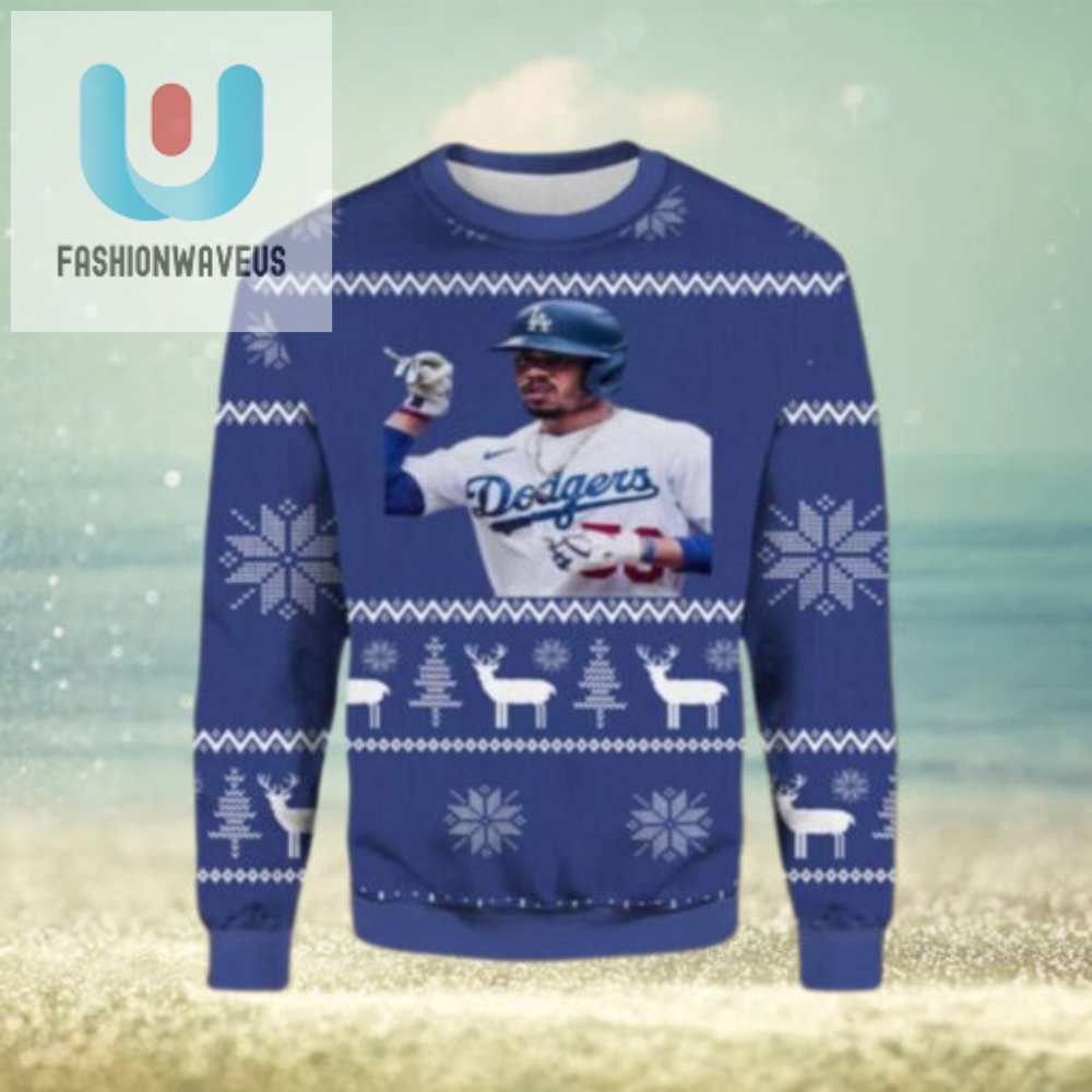 Los Angeles Dodgers Player Portrait Ugly Christmas Sweater 