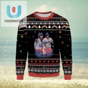 Los Angeles Dodgers Duo Celebration Black Ugly Christmas Sweater fashionwaveus 1 1