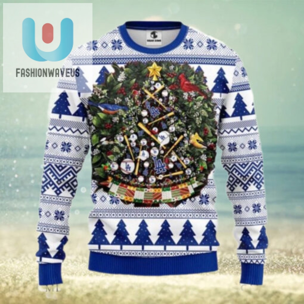 Los Angeles Dodgers Baseball Wreath Ugly Christmas Sweater 