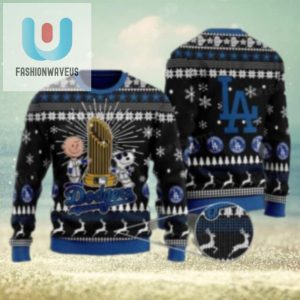 La Dodgers World Series Trophy Ugly Christmas Sweater With Charlie Brown fashionwaveus 1 1