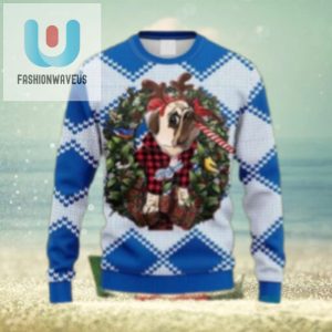 La Dodgers Bulldog Reindeer Candy Cane Ugly Christmas Sweater fashionwaveus 1 1