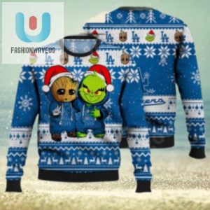 La Dodgers Baby Groot And Grinch Ugly Christmas Sweater fashionwaveus 1 1