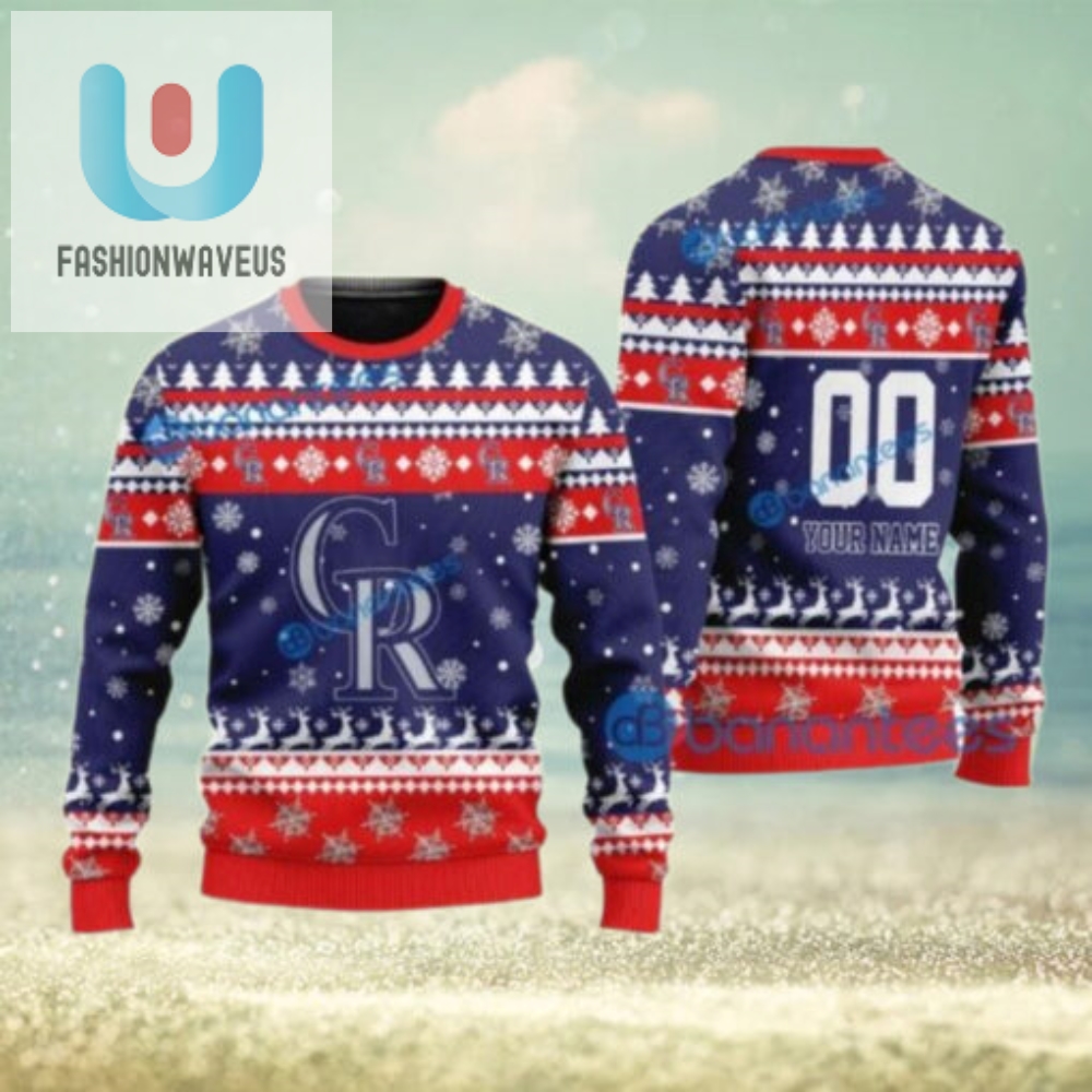 Red And Blue Snowflake Colorado Rockies Ugly Sweater Custom Name 