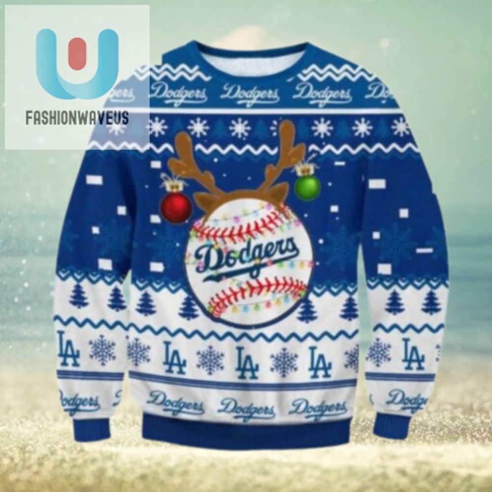 Los Angeles Dodgers Reindeer Baseball Ornament Ugly Sweater 